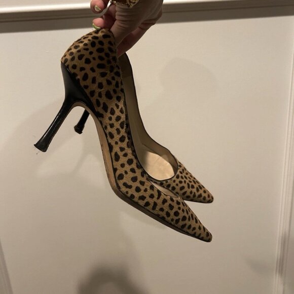 Jimmy Choo Pony Skin Leopard Print Pointy Pumps - Picture 4 of 6